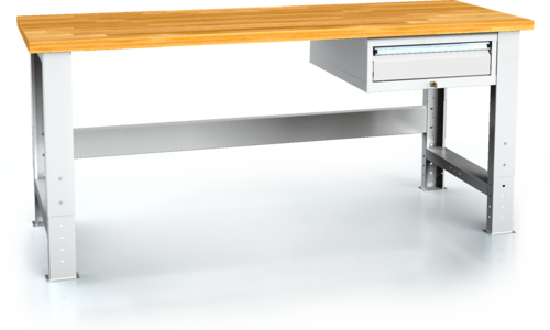 Pracovní stůl alcera PROFI - deska - noha - noha - závěsný kontejner 700 - 1055 x 2000 x 700 - Pracovní stůl alcera PROFI - deska - noha - noha - závěsný kontejner 700 - 1055 x 2000 x 700 alcera P20 K01 bílý